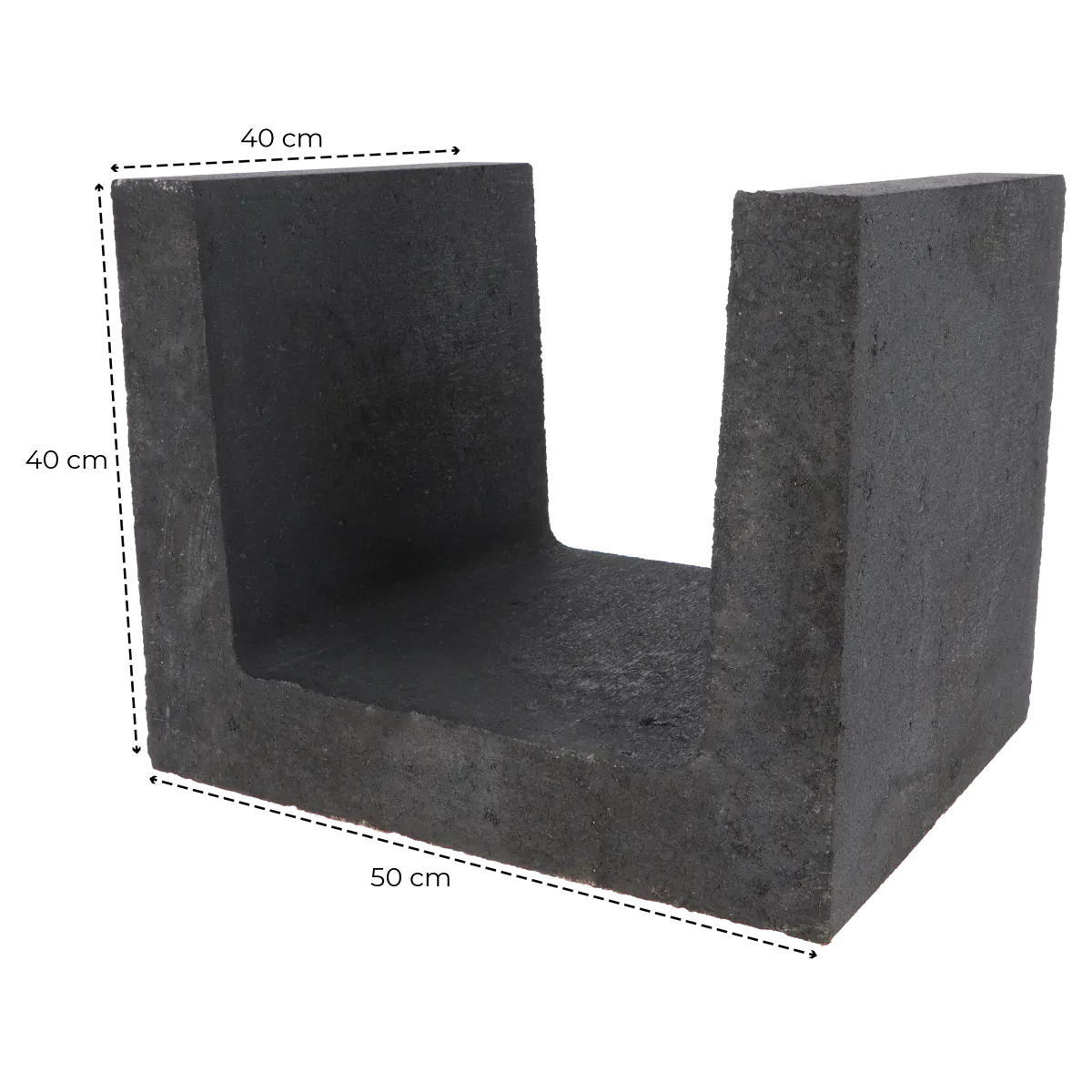 H) U-element 40x40x50cm Antraciet