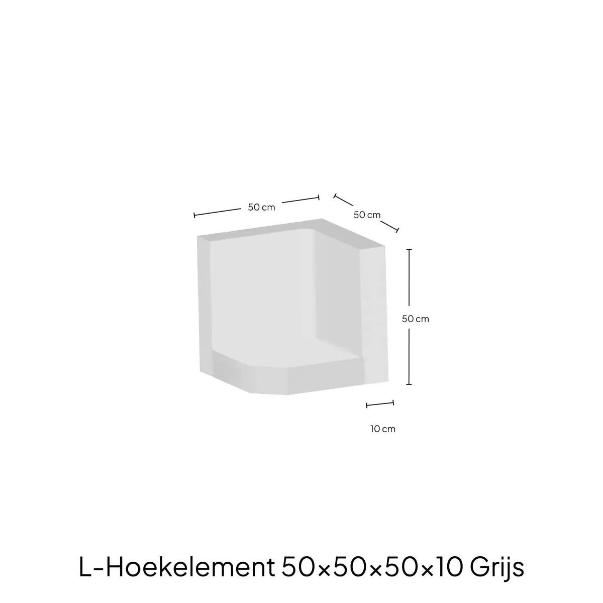 Hoek-L-Elementx10cm Zichtbeton 50x50x50cm
