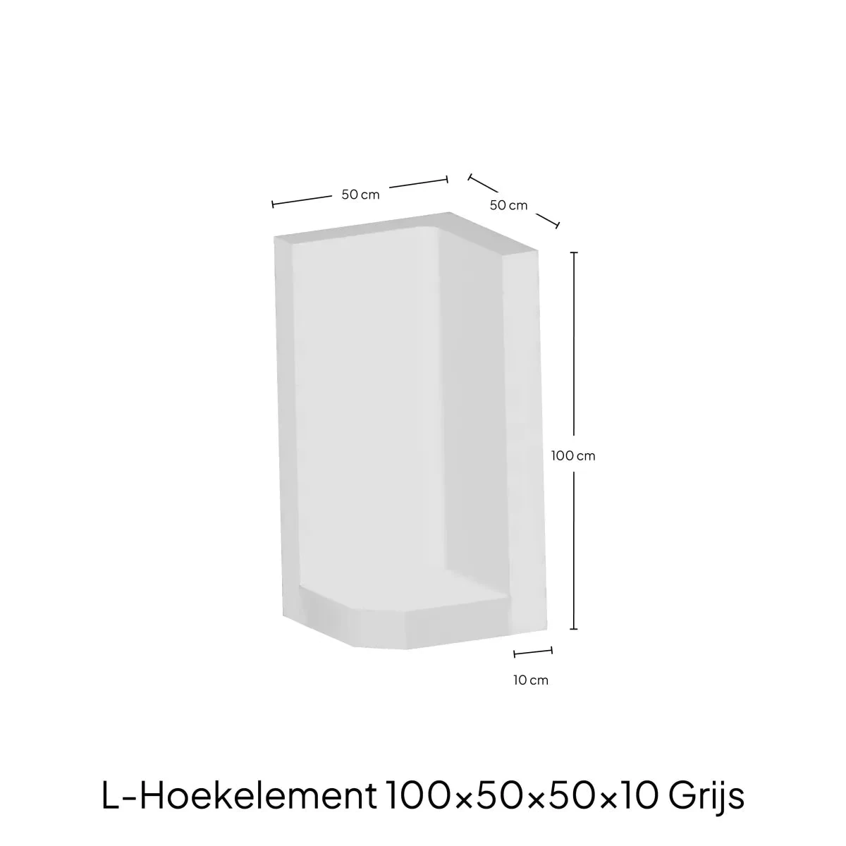 Hoek-L-Elementx10cm Zichtbeton 50x100x50cm