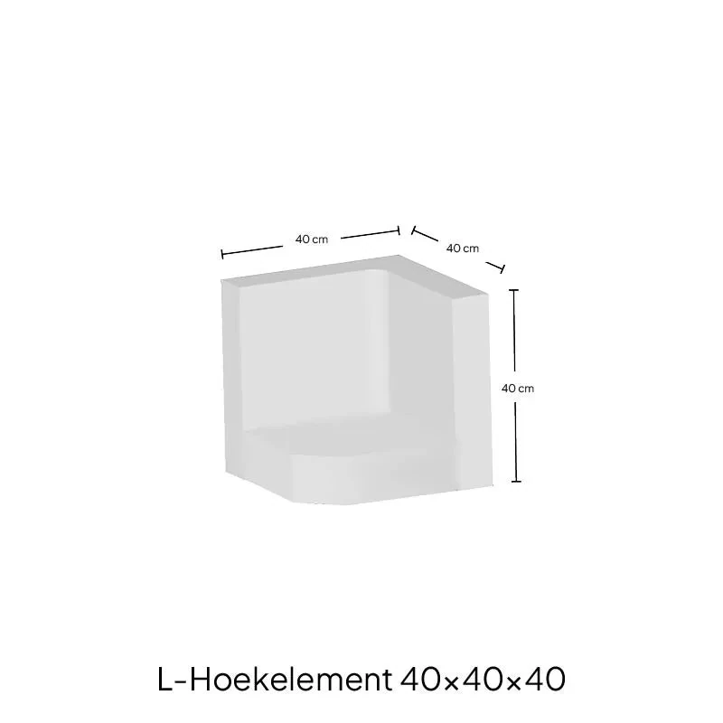 L-Hoekelement 40x40x40cm Grijs