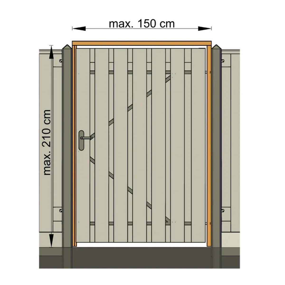 Tuindeurkozijn Douglas Onbehandeld Geschaafd 210x140cm 8.8x4.4x210cm Geel,                                                             Rood