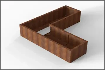 Bloembak Module+ Parallel paneel (E) 90x42 R 0,1x42x90cm Bruin