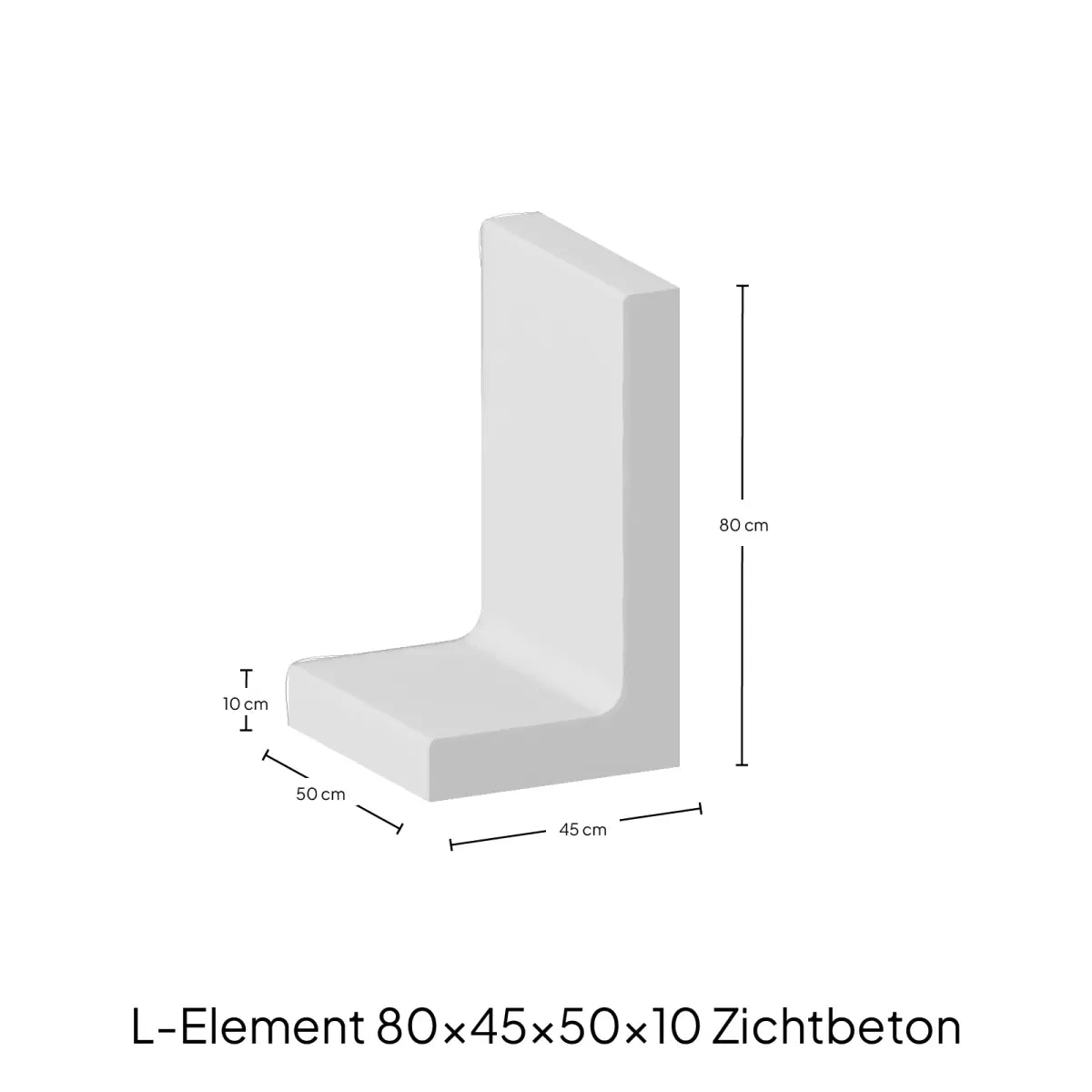 L-Elementx10cm Zichtbeton 30x50x60cm Grijs