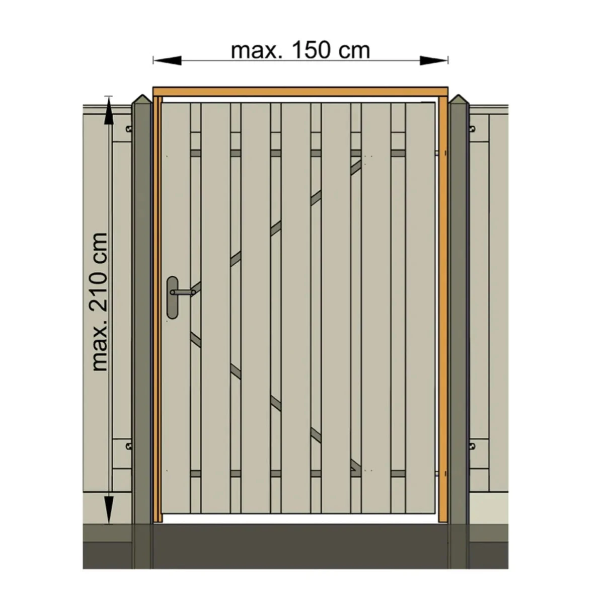 Tuindeurkozijn RCW Onbehandeld Geschaafd 210x140cm 8.8x4.4x210cm Geel,                                                             Rood