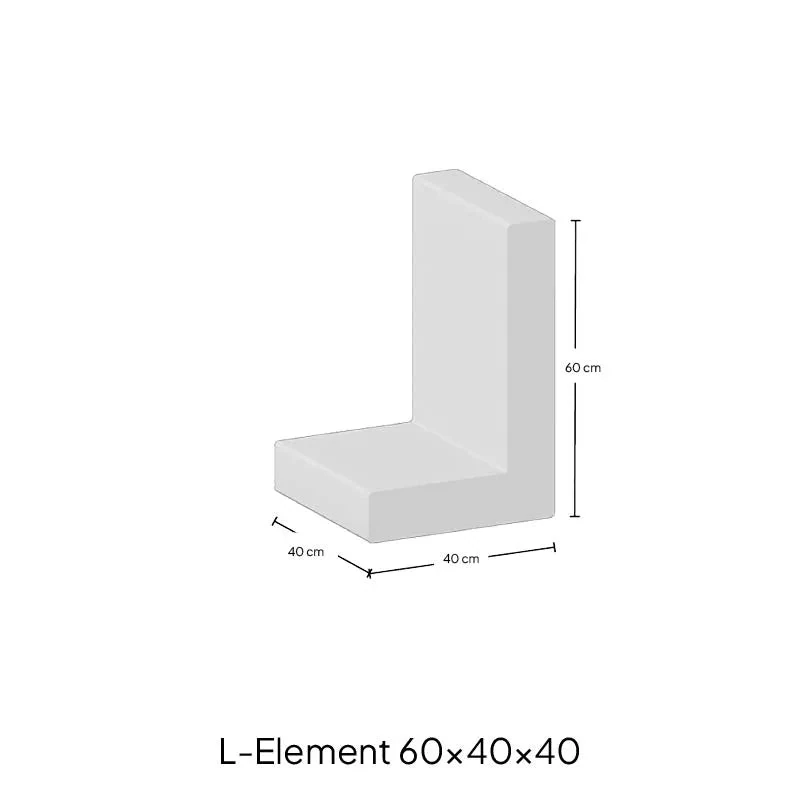H) L-elementx8 40x60x40cm Grijs
