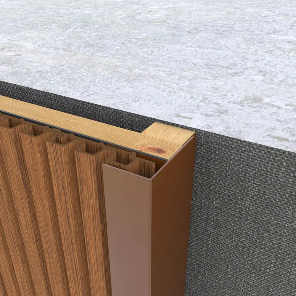 WEO Essential Alu F-profiel 35x45mm 300cm Teak 3.5x4.5x300cm Hout