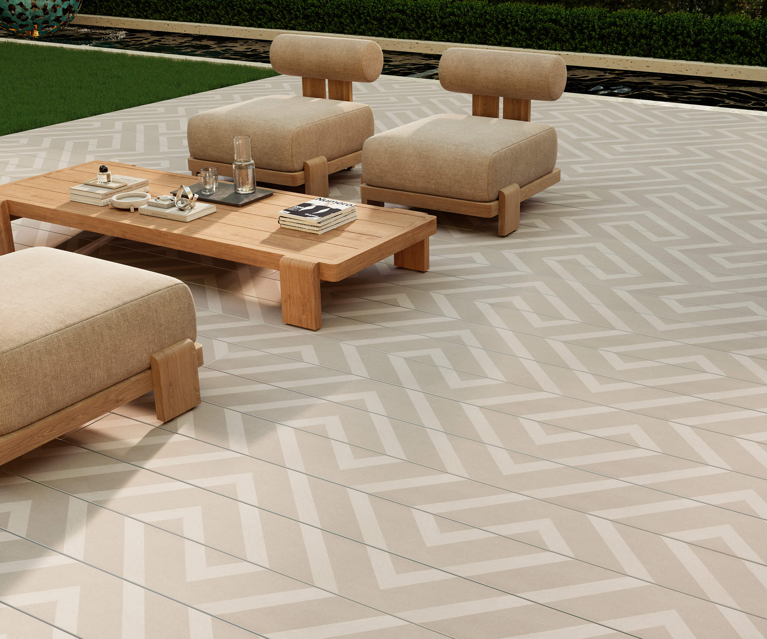 Modello Linear terras met geometrisch patroon
