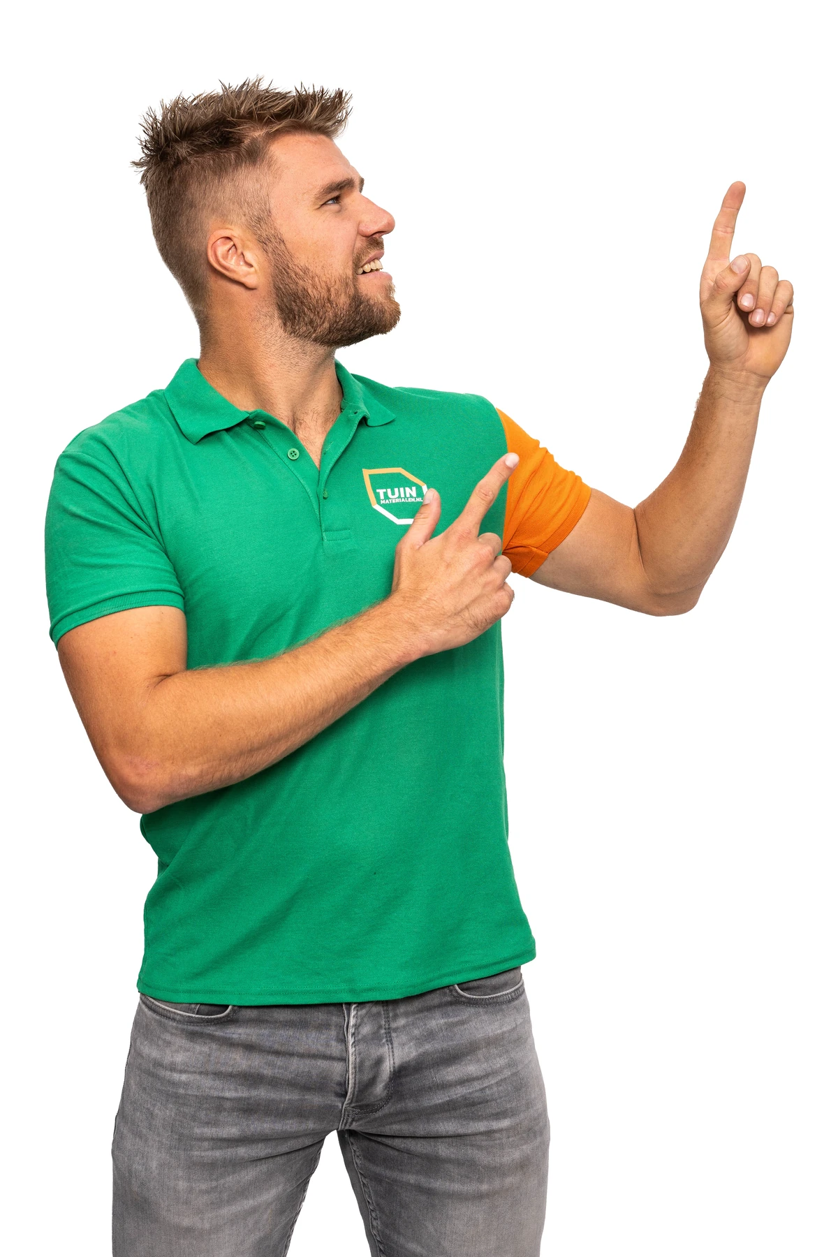 Onze collega wijst naar de Wallblock-actie
