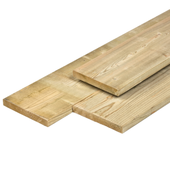 NE vuren Plank 1,9x14,5x360cm glad geschaafd Groen Geïmpregneerd